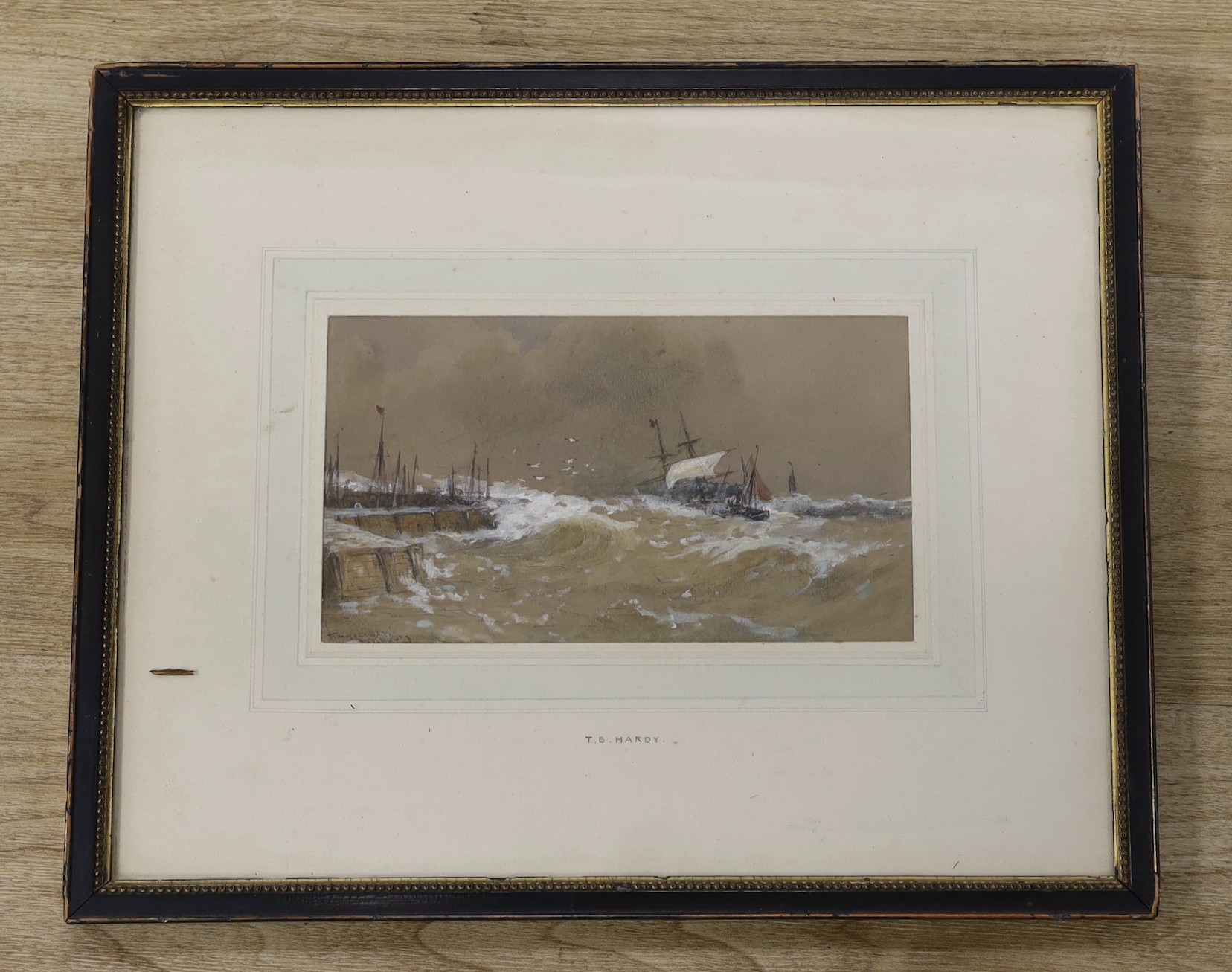 Thomas Bush Hardy (1842-1897), watercolour, 'Towing in distress', signed, 13.5 x 24cm.